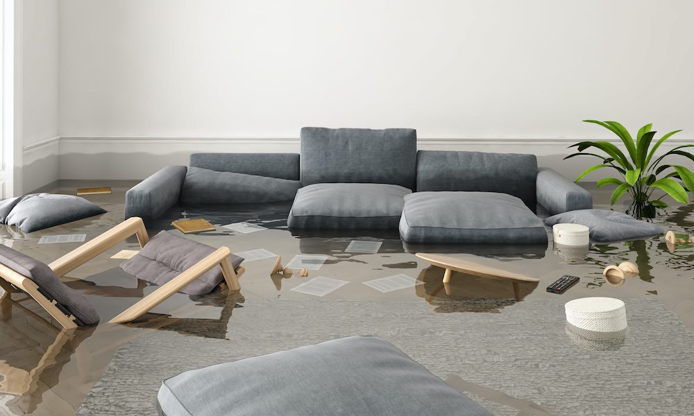 Blog - flood in brand new apartment. 3d rendering