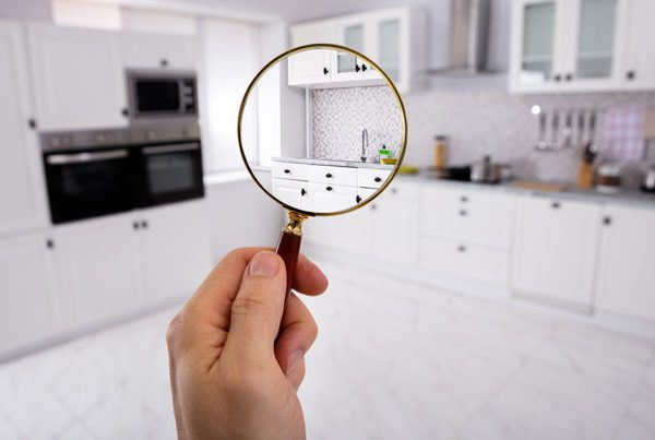 Blog - Man Holding Magnifying Glass While Looking Around a Clean Kitchen